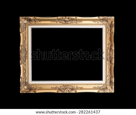 Antique gold frame isolated on black background