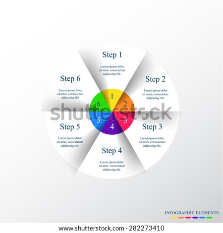 Template for diagram, graph, presentation and chart with 6 options, parts, steps or processes. Vector infographic