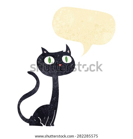 cartoon black cat with speech bubble