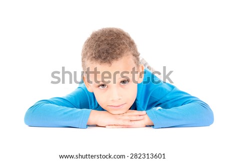 little boy isolated in white background