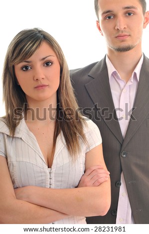 young business people team group two man woman isolated white