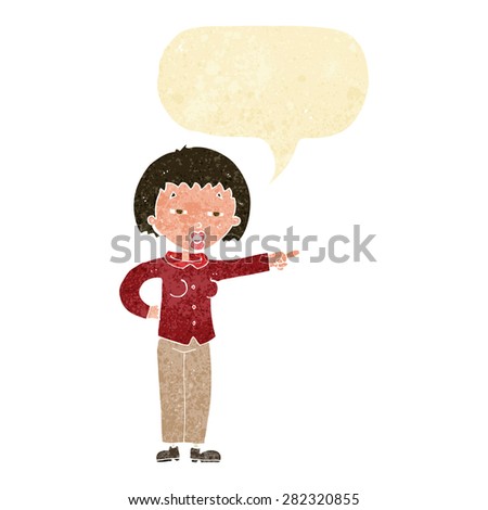 cartoon woman telling off with speech bubble