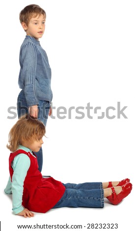 boy with girl represent  letter L