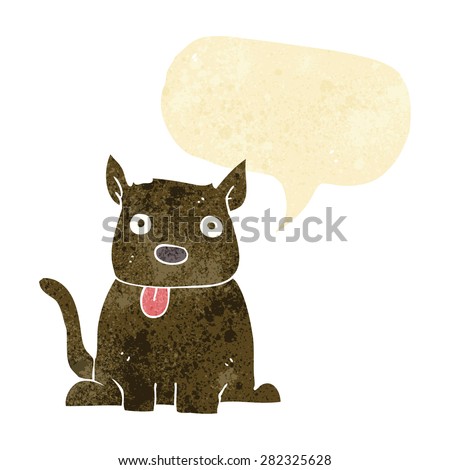 cartoon dog sticking out tongue with speech bubble