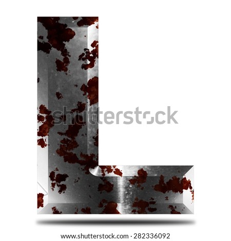 Letter L rusty metal font, isolated on white background Royalty-Free Stock Photo #282336092