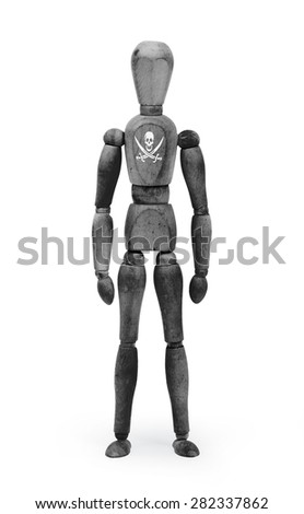 Wood figure mannequin with bodypaint on white background - Pirate