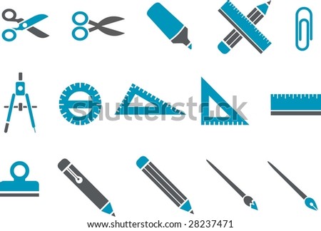 Vector icons pack - Blue Series, school collection
