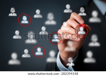 Target audience, marketing segmentation, customers care, labour market, customer relationship management (CRM) and team building concepts.  Royalty-Free Stock Photo #282394148