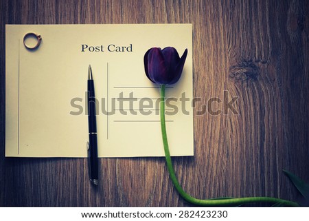 background post card with a bouquet of flowers