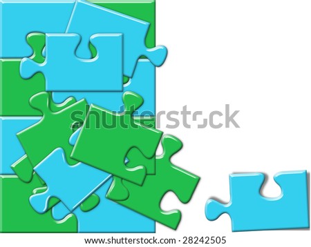 blue and green puzzle concept with space for text or image