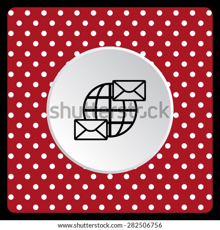 white polka dots on a red Internet e-mai, envelope lette, Globe. icon. vector design