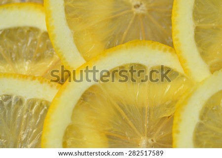 Abstract background with citrus-fruit of lemon slices. Close-up.  