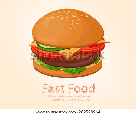hamburger, sandwich, fast food