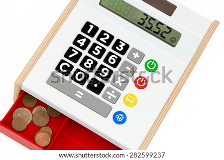 Toy cash register isolated