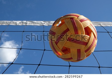 Sepak takraw ball and the net