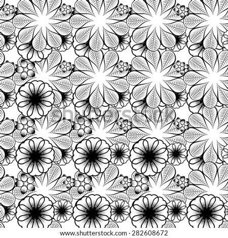 Seamless wallpaper pattern with flowers. Hand drawn flower pattern. Vector pattern with flowers and plants. Vector floral background