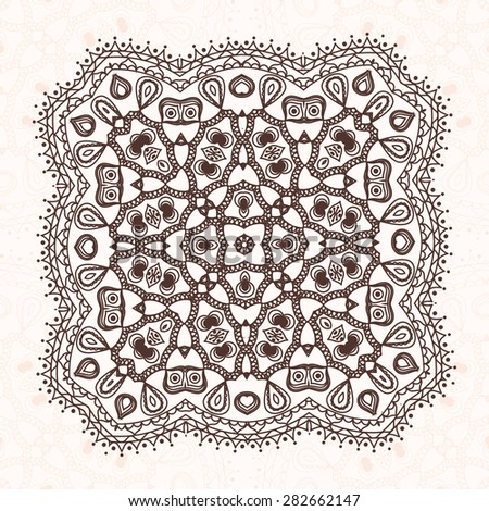 Abstract design element. Square mandala in vector. Graphic template for your design.