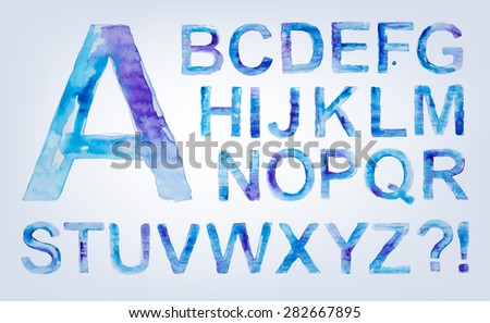 Beautiful decorative handmade typeset with english watercolor alphabet and numbers. Carefully hand drawn and transfomed to fully scalable vector format.