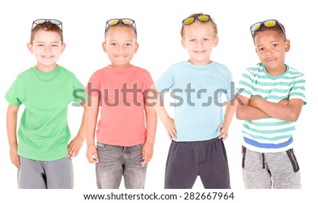 little boy isolated in white background