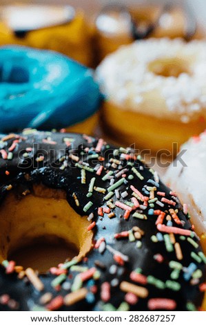 Close-up of delicious donuts.