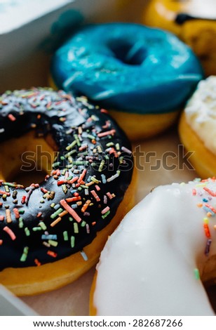 Close-up of delicious donuts.