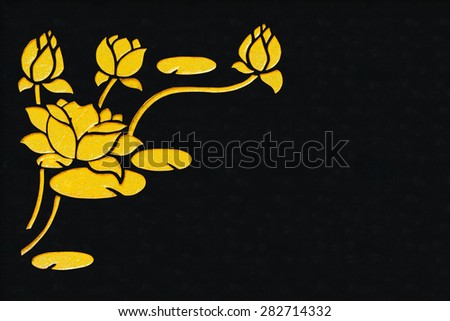 Ornament elements, vintage gold floral stucco designs agianst chalkboard black background