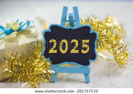 blue blackboard happy new year number 2024