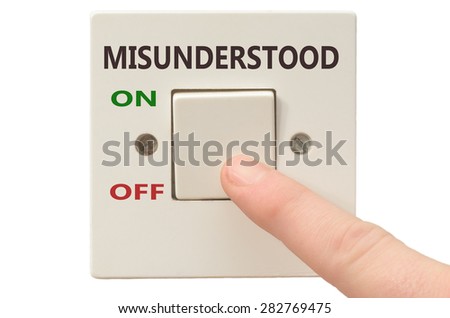 Turning off Misunderstood with finger on electrical switch Royalty-Free Stock Photo #282769475