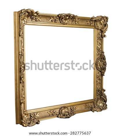 golden ornamental decorative frame isolated on white