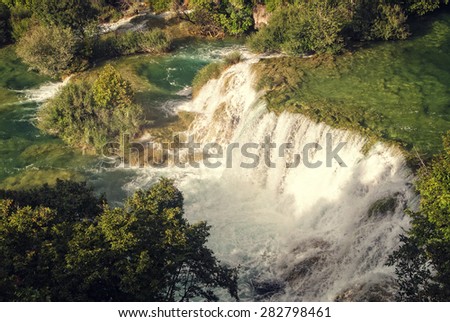 Beautiful waterfall in a croatian national park