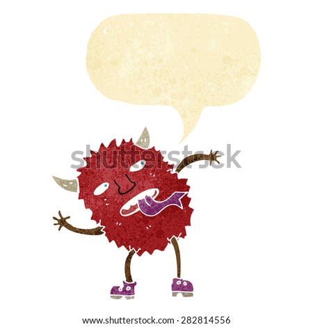 funny cartoon monster with speech bubble