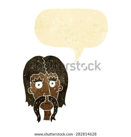 cartoon man with long mustache with speech bubble