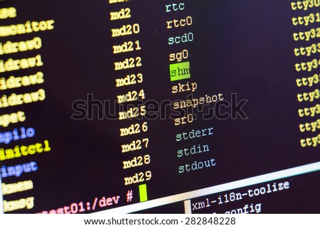 UNIX bash shell color on black background.