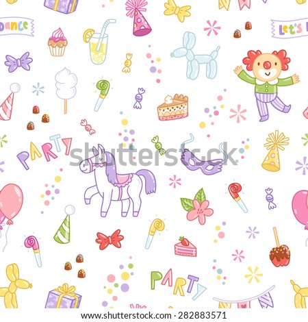 Kids party vector seamless pattern