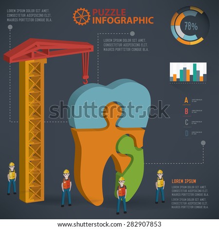 Tooth puzzle design, info graphic design. Clean vector.