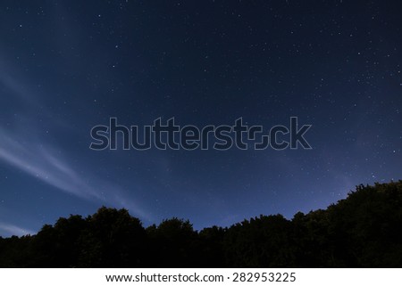 Beautiful night sky  with the constellation Ursa Major, Ursa Minor, Draco
Starry night, Dark sky Royalty-Free Stock Photo #282953225