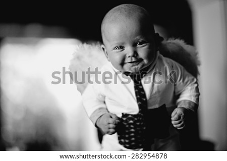 child baby black and white portrait
