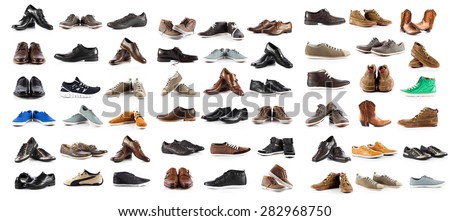 Collection of male shoes over white background Royalty-Free Stock Photo #282968750