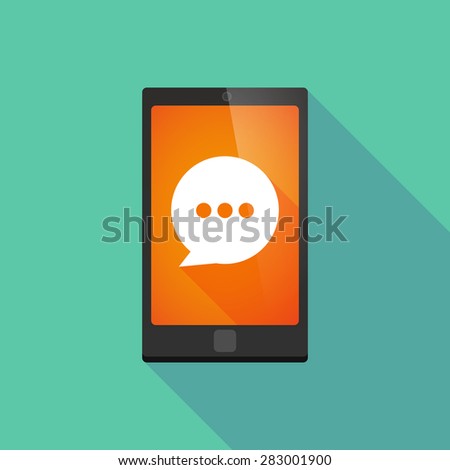 Illustration of a long shadow phone icon with a comic balloon