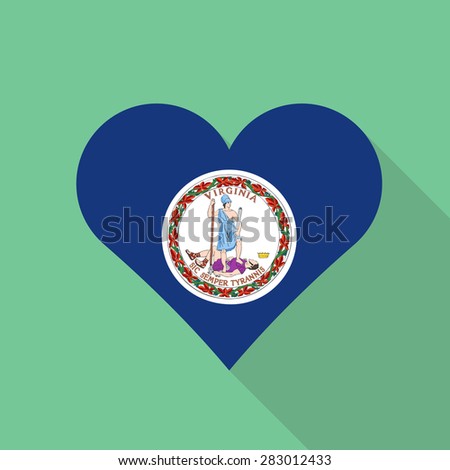 Virginia heart flag flat style with long shadow. Patriotic design. Vector EPS10