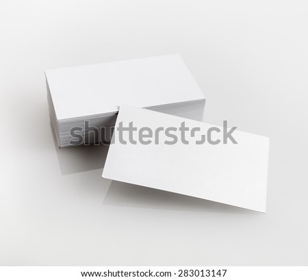 Blank business cards on a light gray background. Template for branding identity for designers portfolios.