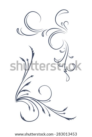 A pair of ornamental, floral corners. Vector illustration for your design or tattoo.