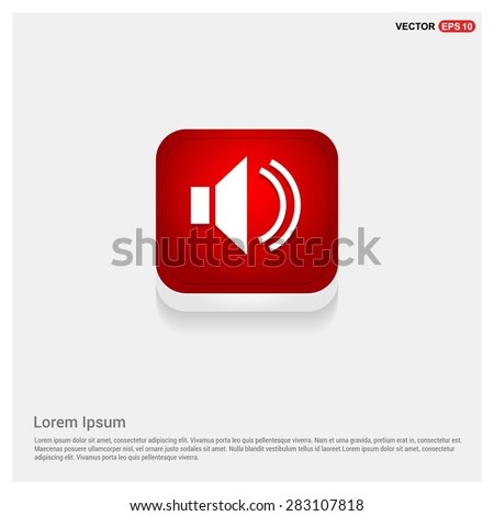 volume icon - abstract logo type icon - Red abstract 3d button with light board and shadow on gray background. Vector illustration
