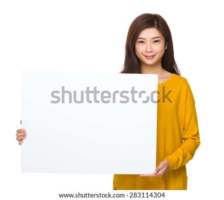 Asian woman show with white board