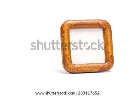 A wood(bamboo) photo frame isolated white background at the studio.