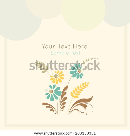 Vector card on light  background with floral ornament in folk style (Ukrainian folk art). Soft and lovely colors. Can be used for packaging, invitations, decoration etc.