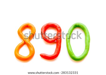 plasticine digits (signs, letters) isolated on white background 