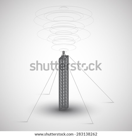 Radio tower on gray background, vector