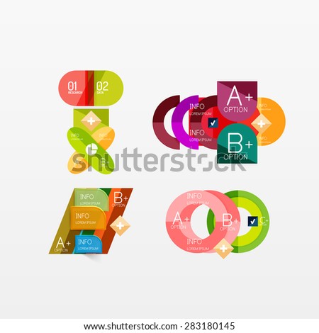 Collection of modern business infographic templates made of abstract geometric shapes. Option banners set