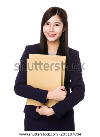 Young businesswoman hand hold with folder